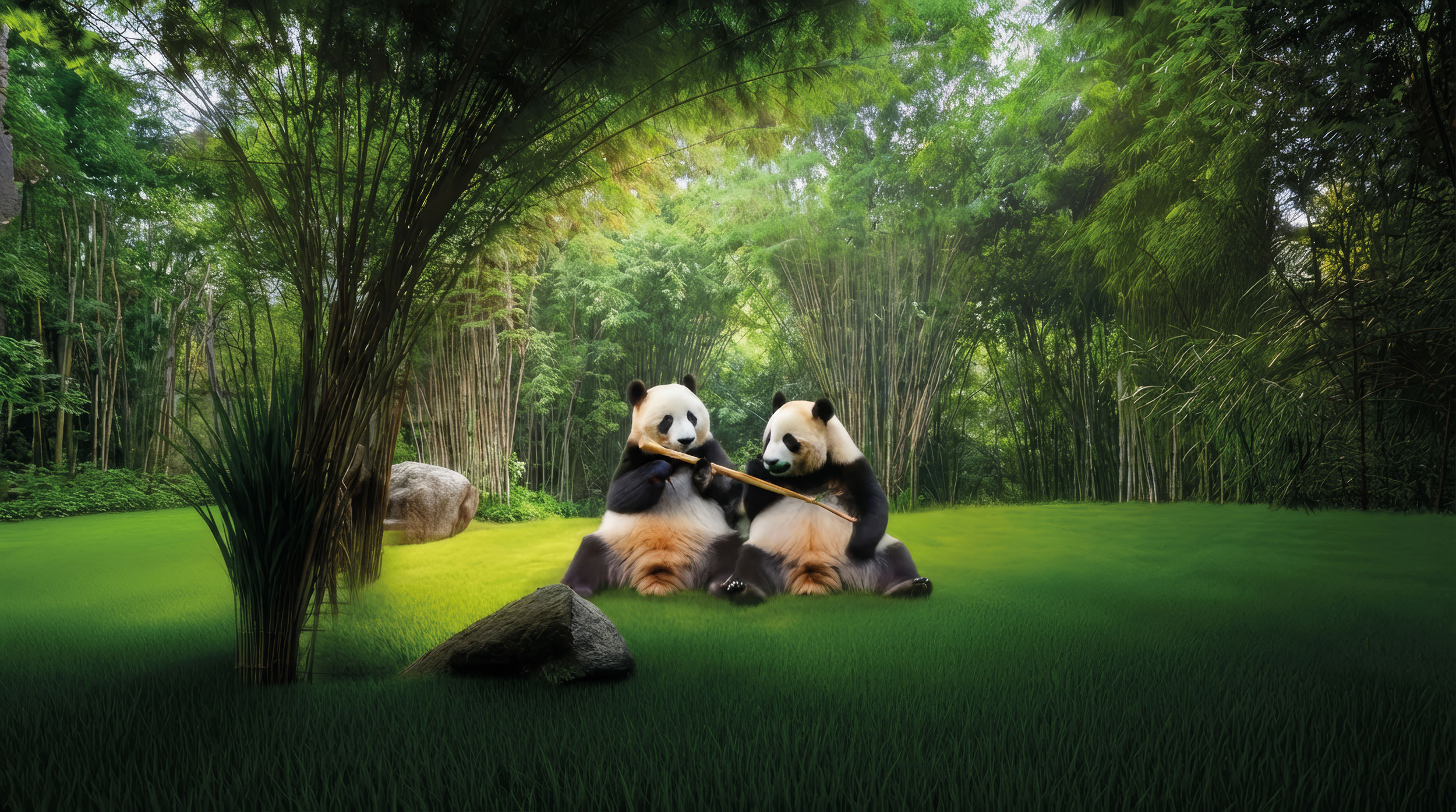 Große Pandas Zwei Große Pandas in einer zoologischen Anlage – Darstellung KI generiert