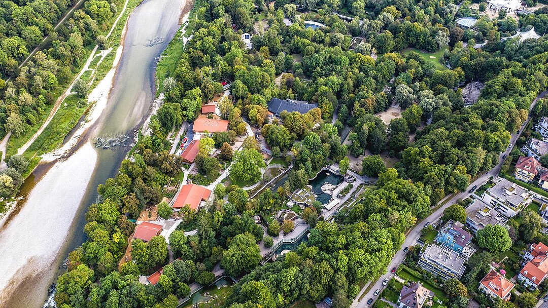 Tierpark Hellabrunn Luftbildaufnahme von Südosten