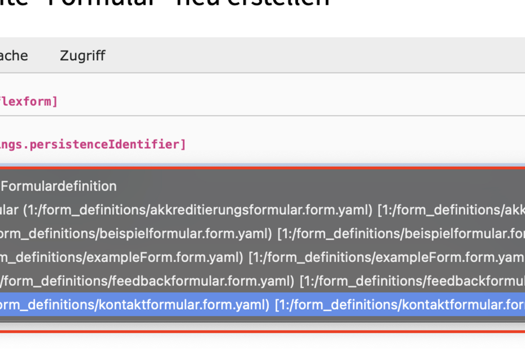 Formulare auswählen