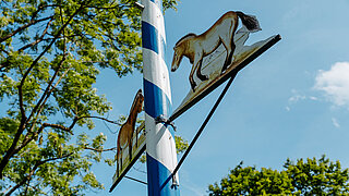 der Tierpark-Maibaum im Closeup.