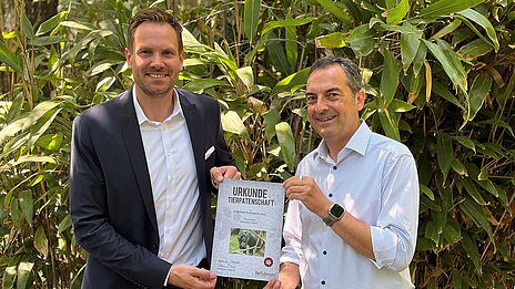 Jan Mersmann (SSKM) und Rasem Baban (Tierpark im Urwaldhaus Hellabrunn