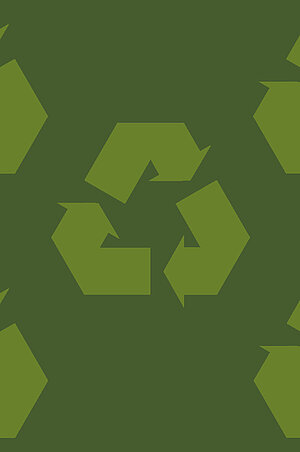 The light green recycling symbol on a green background.