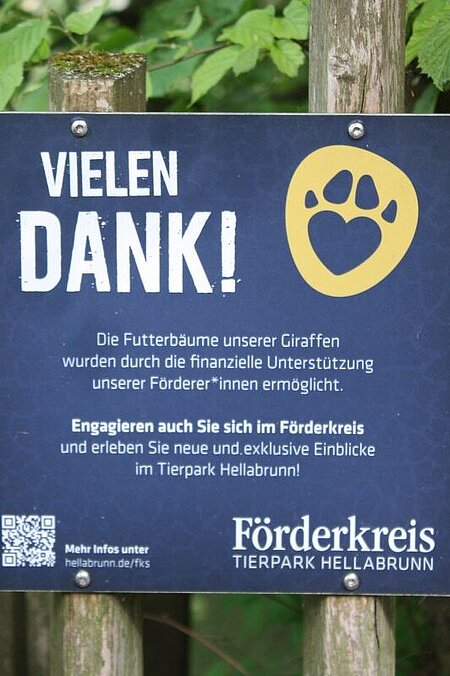 Schild Unterstützung des Förderkreises im Tierpark Hellabrunn